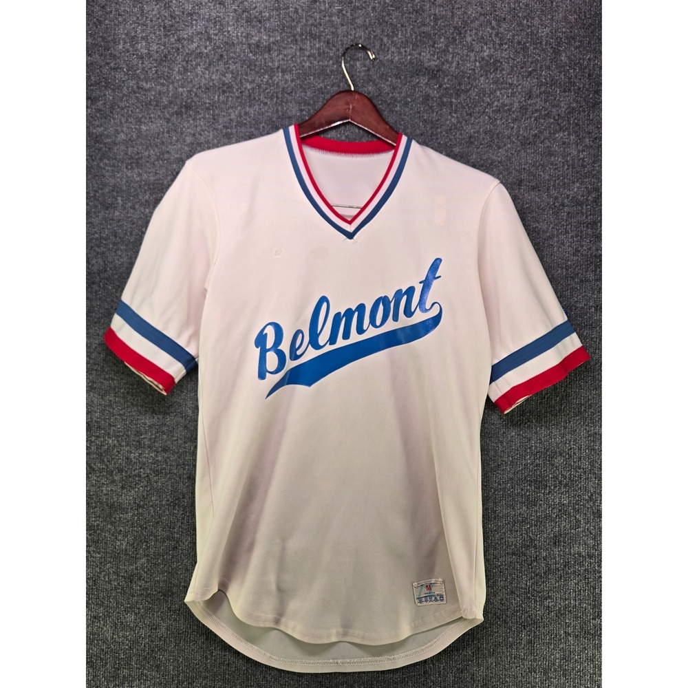 Vintage Champion Belmont Baseball Jersey Mens Medium White Red Blue Number 11